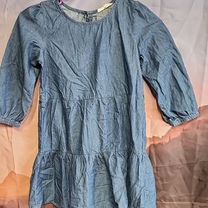 Copper Key Blue Denim-Look Tiered Dress